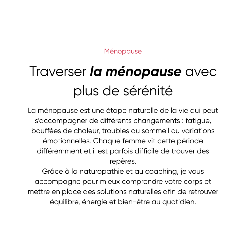 la ménopause est une étape naturelle qui peut s’accompagner de nombreux changements fatigue, bouffées de chaleur, troubles du sommeil ou variations émotionnelles. grâce à la naturopathie et au co (2)